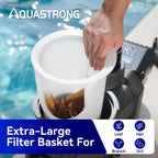 Aquastrong Variable Speed Pool Pump In/Above Pool Pump Energy Efficient High Flow Powerful Self Primming Swimming Pool Pumps with Filter Basket,Dark Black