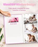 Artfeel Photo Album 4x6 with 300 Pockets,Slip-in Picture Albums,Linen Cover Memory Book with Front Window,White Page Vertical Photo Book for Wedding,Family,Anniversare,Baby,Vacation