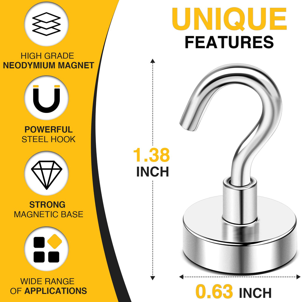 Magnetic Hooks, 30lbs+ Magnet Hook 2026 Cruise Cabin Ship Essentials N52 Strong Kitchen Utensil Racks Refrigerator Fridge Magnets Hanging for Classroom Beach Vacation Grills Home 6 Pack