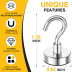 Magnetic Hooks, 30lbs+ Magnet Hook 2026 Cruise Cabin Ship Essentials N52 Strong Kitchen Utensil Racks Refrigerator Fridge Magnets Hanging for Classroom Beach Vacation Grills Home 6 Pack