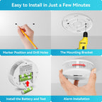 Smoke Detector Carbon Monoxide Gas Alarm, Fire Carbon Monoxide (CO) Detector 2 in 1 with Digital Display and Sound Light Alarm, Battery Operated Suitable for Bedroom Warehouse Kitchen or RV Travel