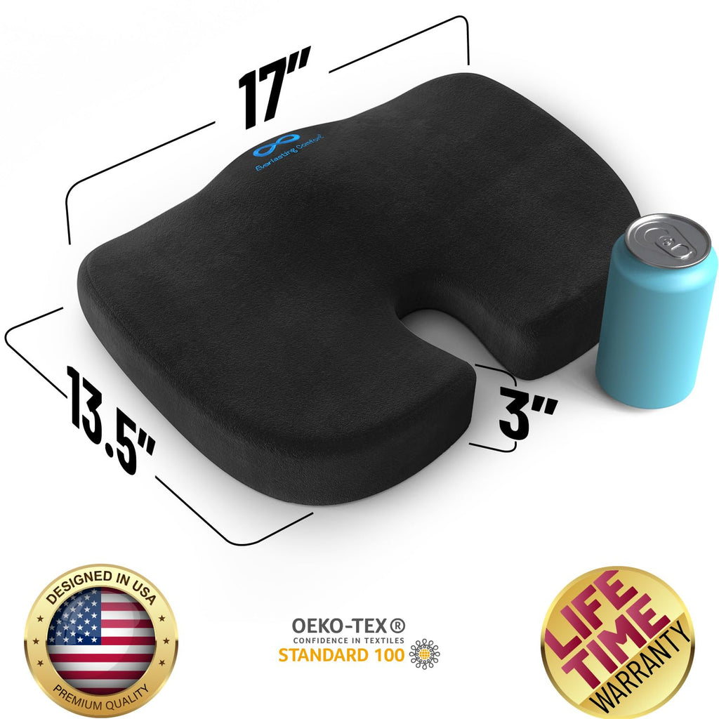 Everlasting Comfort Memory Foam Seat Cushions for Office Chairs - Sciatica & Tailbone Pain Relief Cushion - Car Seat & Office Chair Cushion - Ergonomic Office Desk Accessories for Comfort