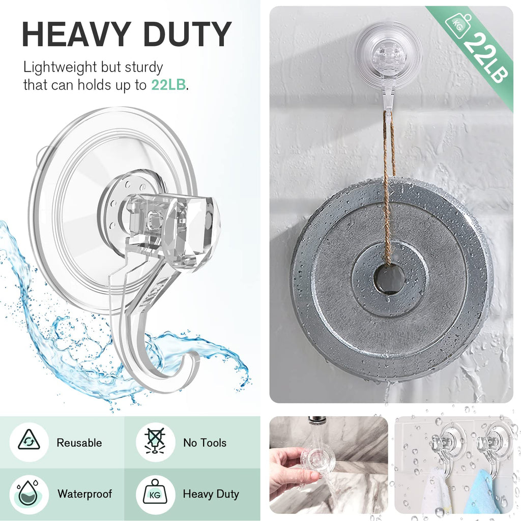 VIS'V Wreath Hanger, Large Clear Heavy Duty Suction Cup Wreath Hooks 22 LB Removable Strong Window Glass Door Suction Cup Wreath Holder for Halloween Christmas Wreath Decorations - 8 Pcs