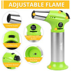 TBTEEK Butane Torch T901, Kitchen Torch Cooking Torch with Safety Lock & Adjustable Flame for Cooking, BBQ, Baking, Brulee, Creme, DIY Soldering(Butane Not Included), Green