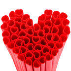 Prurex 100pcs Heart Disposable Straws, Heart Shaped Drinking Straws fits Valentine’s Day, Parties and Special Occasions Celebrations (Red)