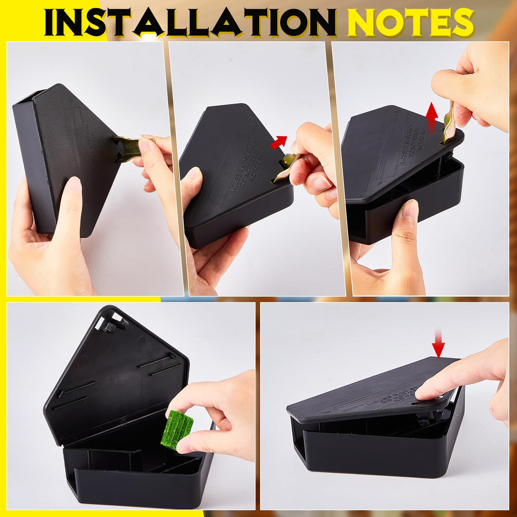 24 Pcs Mice Station with Keys Mouse Bait Stations Waterproof Mice Stations Outdoor Mice Traps Bait Boxes for Mice Indoor Outdoor, Bait Not Included, Suitable for Small Mice (Black)