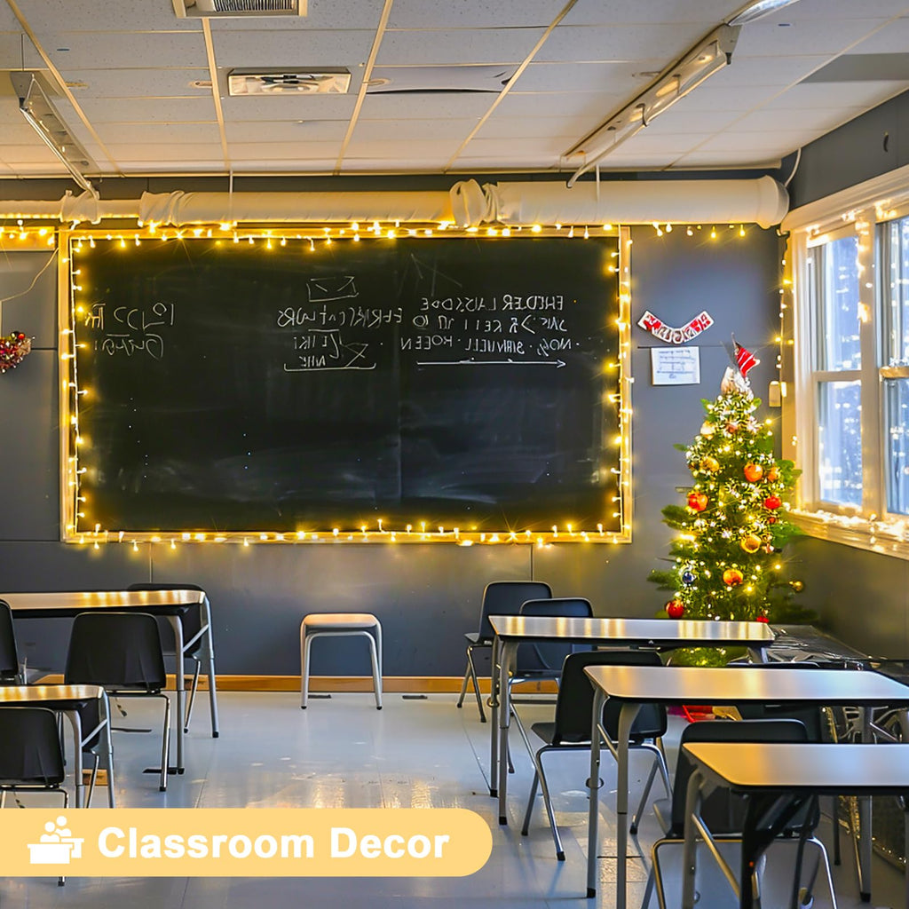 JMEXSUSS Warm White Indoor String Lights for Bedroom, Classroom Lights 8 Modes Twinkle Fairy Lights Plug in, 33ft 100LED Christmas Lights Outdoor Waterproof