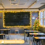 JMEXSUSS Warm White Indoor String Lights for Bedroom, Classroom Lights 8 Modes Twinkle Fairy Lights Plug in, 33ft 100LED Christmas Lights Outdoor Waterproof