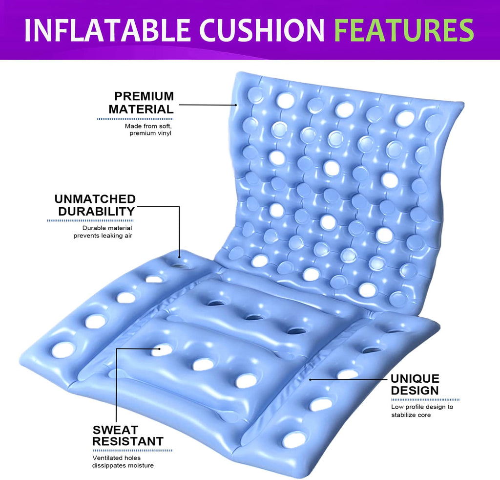 Inflatable Seat Cushion Anti-Decubitus Wheelchair Cushion, Breathable Backrest Air Cushion Bed Sore Cushion for Pressure Sores Pain Relief - Portable Travel Seat Cushion for Airplane/Car/Office