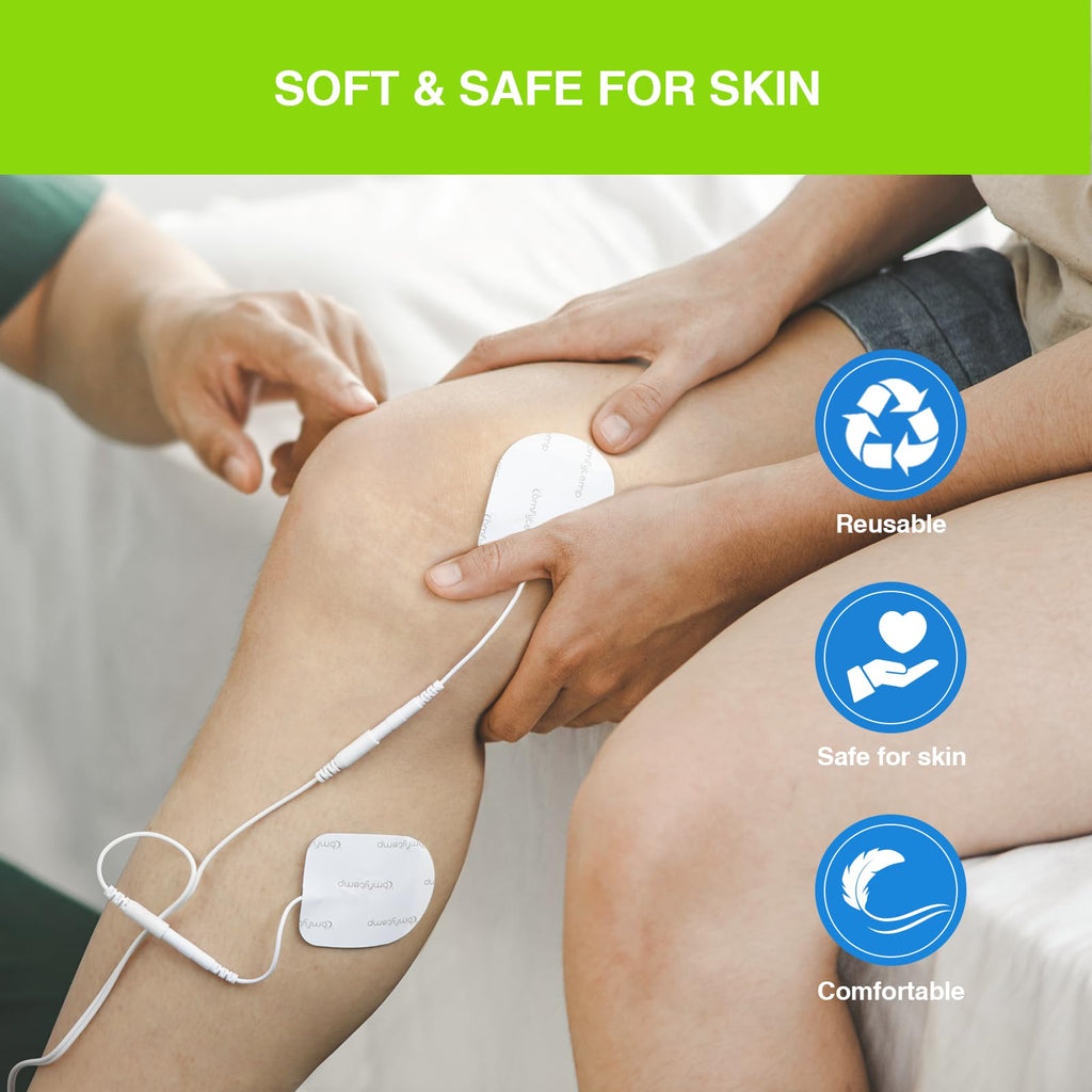 Comfytemp 50Pcs TENS Unit Electrode Pads, FSA HSA Eligible TENS Unit Replacement Pads with 3 Sizes, Self-Adhesive Electrodes Pad for Most TENS Machine, Reusable Electrode Patches for Muscle Stimulator