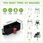 BOHEMIABY Walker Basket with Cup Holder, Walker Bags for Folding Walker, Walker Accessories with 2 Dividers, Basket for Walker with Big Capacity Detachable, Best Gift for Family & Seniors