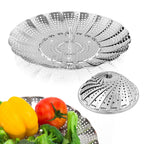 Vegetable Steamer Basket, Premium Stainless Steel Veggie Steamer Basket - Folding Expandable Steamers to Fits Various Size Pot Small by SAYFINE (5.5" to 9.2")