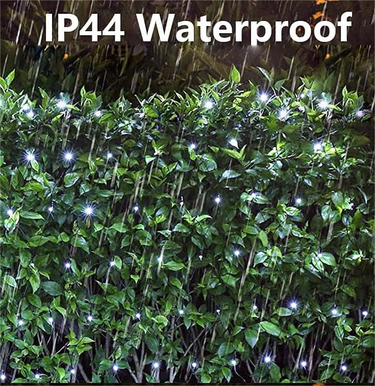 iBaycon Solar Christmas Net Lights, 5ft × 5ft Net Mesh Lights with 8 Modes and Timer,Waterproof Solar Bush Lights for Xmas Trees, Party, Garden, Wedding, Outdoor Decorations (White)