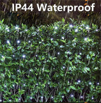 iBaycon Solar Christmas Net Lights, 5ft × 5ft Net Mesh Lights with 8 Modes and Timer,Waterproof Solar Bush Lights for Xmas Trees, Party, Garden, Wedding, Outdoor Decorations (White)