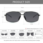 Ultra Lightweight Rectangular Polarized Sunglasses Men UV400 Protection (Gunmetal Frame Gray Lens, 62) Metal Frame SGT458 QKH-CA