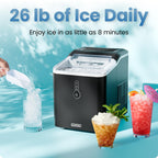 Iceman by Chefman Nugget Ice Maker Countertop, Pebble Ice Maker Machine, 26 lb in 24 Hours, Ready in 6 Minutes, Removable Ice Basket, Fun and Chewable Cubes, 1.5L Water Tank, Self-Cleaning Function