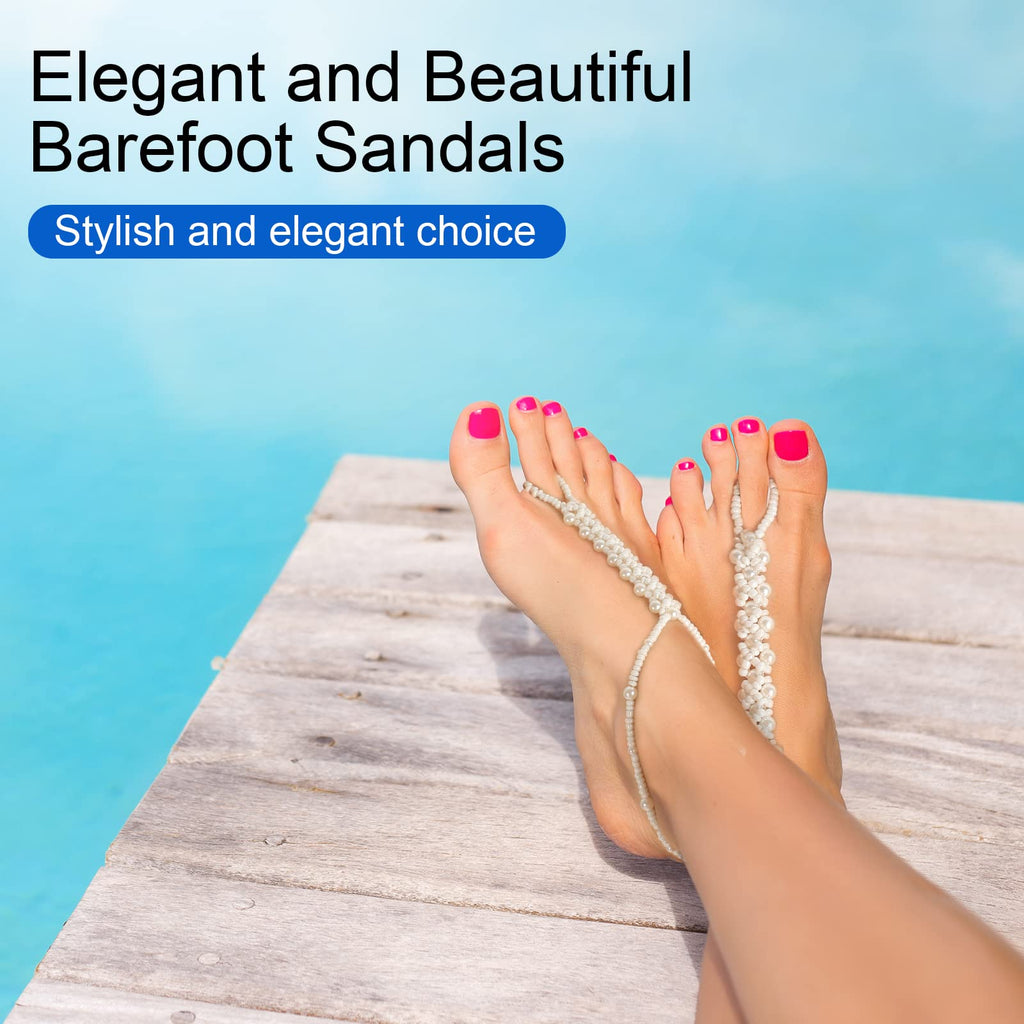 Pearl Barefoot Foot Jewelry Anklet for Sandals& Beach Wedding(1 Pair)
