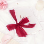 Ribbli Dark Red Chiffon Ribbon 1-1/2 inch x 20 Yard Handmade Fringe Chiffon Silk Ribbon,Dark Red Ribbon for Wrapping, Wedding Invitations, Bridal Bouquets, Home Decor