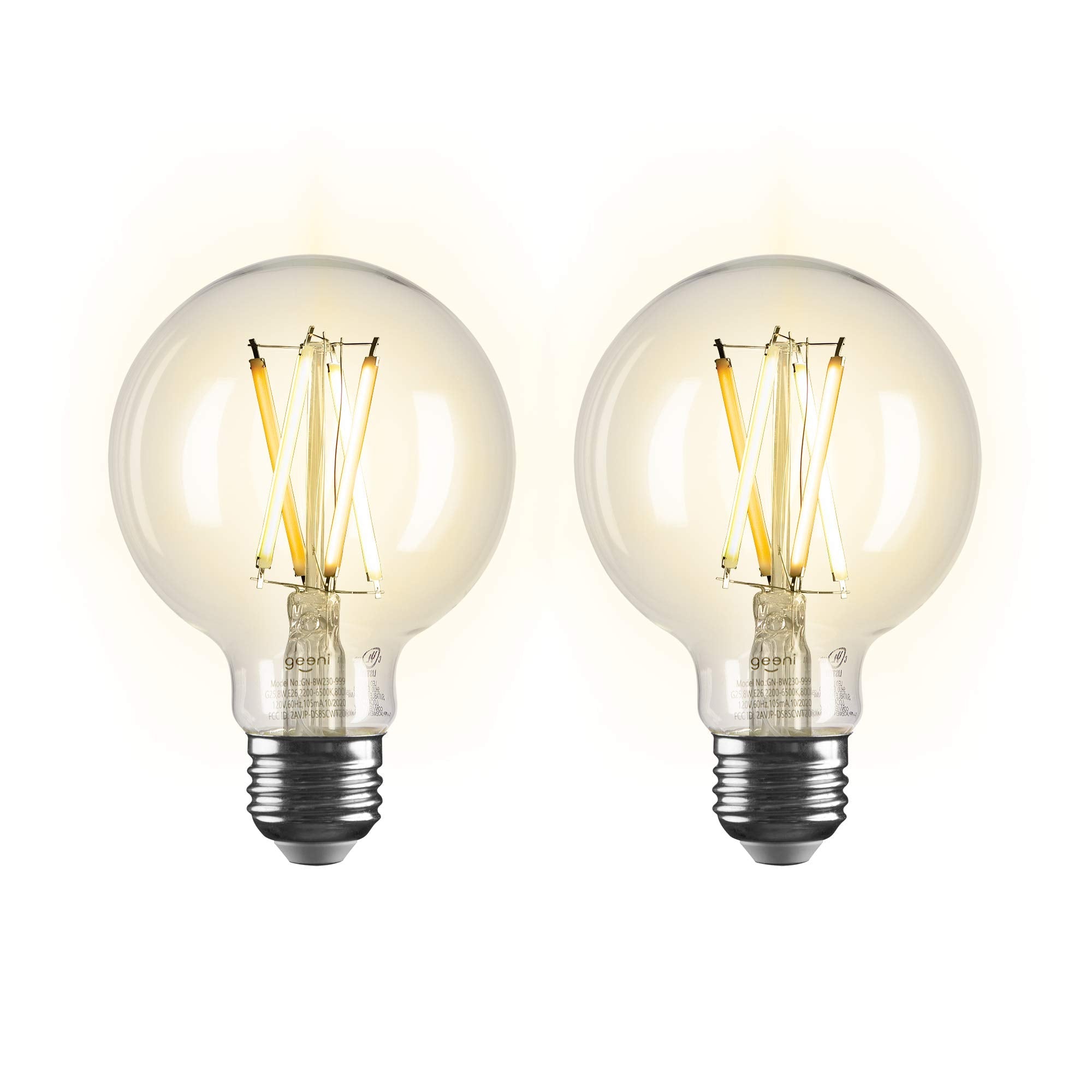Geeni Smart Light Bulb - Alexa and Google Home Compatible, Tunable White LED Programmable and Dimmable WiFi Light Bulb, App Controlled (G25-2 Pack)