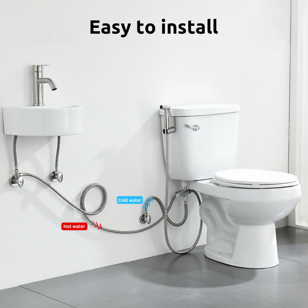 Hot and Cold Bidet Sprayer for Toilet, BRITULIF Bidet Attachment for Warm Water, Jet Sprayer for Toilet Muslim Shower, Ideal for Feminine Hygiene, Pet Cleaning, Cloth Diapers, and Elderly Care