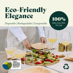 Chic Leaf Palm Leaf 100% Compostable & Disposable 7 Inch Square Plates- Leak-Proof Dinnerware Set- 50 Microwave & Oven Safe Bamboo Like Appetizer & Dessert Plates, Better than Paper & Plastic Plates