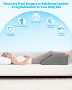 Forias 8" Leg Elevation Pillow for After Surgery, Memory Foam Leg Wedge Pillow for Back Pain Relief Leg Pillow for Swelling Post Surgery Sciatica Foot Leg Knee Ankle Elevation (Gray, 24 * 21 * 8in)