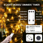 suddus 200 Led Christmas Lights Outdoor Waterproof, 66ft Fairy Lights Plug in Connectable, Warm White Christmas Lights Indoor for Xmas Tree Holiday Party Porch Decor