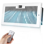 BIOWIND Quiet Register Booster Fan Fits 6" x 12" Register Holes, 10-Speed Smart Heating Cooling AC Vent Fan with Remote Control and Thermostat Control - White