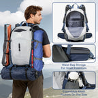 Hiking Backpack, 40L Waterproof Camping Backpack with Packable Back Panel & Rain Cover, Men Women Rucking Backpacking Backpack Outdoor Sport Lightweight Travel Daypack for (Grey)