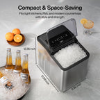 Typhur Fast Nugget Ice Maker Countertop with Self-Cleaning Pump, 35lbs/24H Crushed Pebble Ice Machine with Pellet Ice, 8 Packs Cleaner, Dual Ice Scoops for Home, Kitchen, Party, RV, Stainless Steel