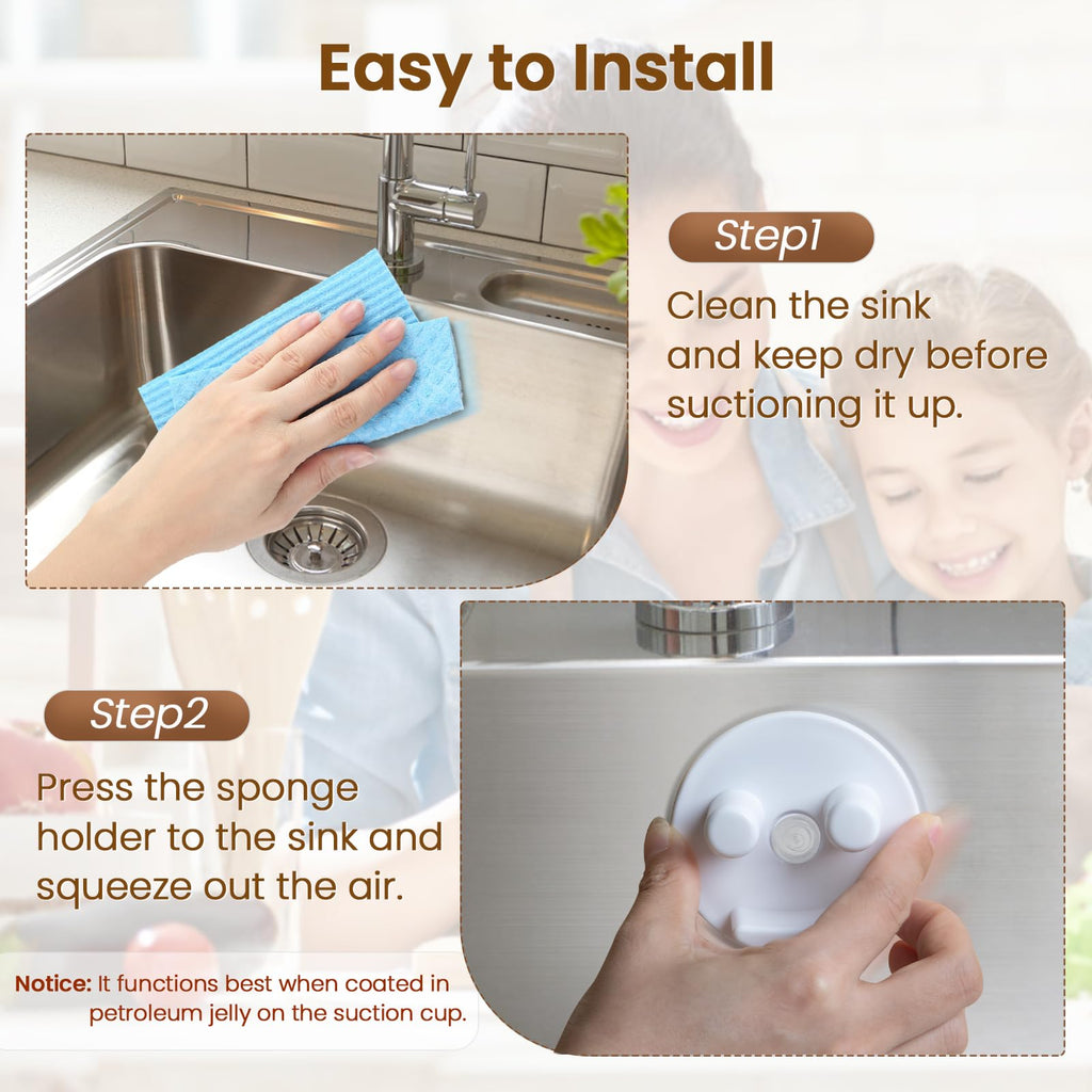 Semcide Sponge Holder, Sink Caddy w/Suction Cup Installation, Sponge Organizer for Kitchen/Bathroom Sink, Self Draining, Dishwasher Safe for Holding Sponges(Sponges Not Included), White(1-Pack)