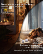 Homemory Timer Tea Lights, Flameless Flickering Auto Tea Lights Battery Operated, Auto-On 6 Hours and Off 18 Hours Everyday, Batteries Included, Long-Lasting, Pack of 12, White Base