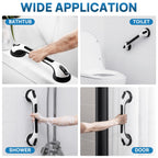 LEVERLOC 2 Pack Shower Grab Bars for Bathtubs and Showers, Easy to Install Suction Shower Handles for Bathroom Removable Handrails for Seniors Elderly Safety Grip Waterproof Drill Free Black
