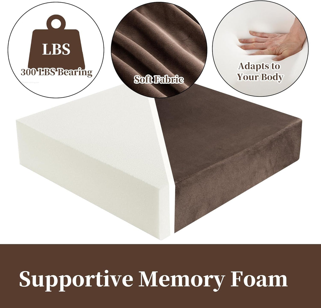 HOMBYS Memory Foam Recliner Cushion for Elderly, 4" Thickness Seat Cushion with Lumbar Support Pillow, Non-Slip & Supportive Chair Seat Cushion with Backrest, (Brown, 21.5" Backrest)