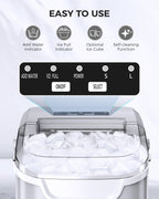 COWSAR Ice Maker Countertop, Portable Ice Machine with Self-Cleaning, 26.5 lbs/24Hrs, 8 Ice Cubes in 6 Mins, Ice Basket and Scoop, Ideal for Home, Kitchen, Bar, Camping