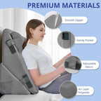 Sasttie Wedge Pillow Set for After Surgery, Adjustable Orthopedic Bed Wedge Pillow Set for After Surgery, Sleeping, Acid Reflux, Back Pain, and Recovery, Dark Grey