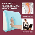 HOMBYS Lumbar Support Pillow for Recliner Chair, Memory Foam Back Support Cushion for Elderly,Extra Large Lumbar Support Pillow with Extension Straps, Thick Backrest for Home Reading