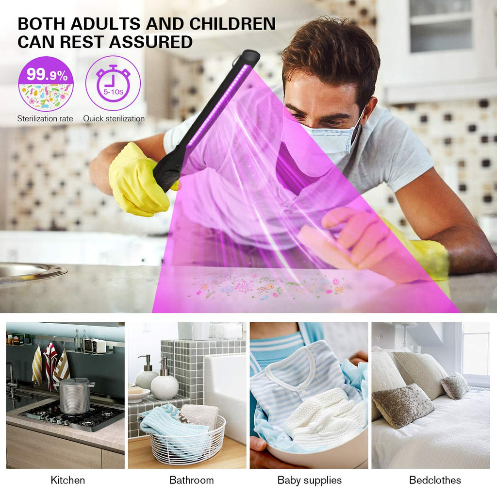 UV Light Sanitizer, Portable UV Light Disinfection Lamp USB Rechargeable Ultraviolet Light Sanitizer for Home Hotel Travel Car Kills 99% of Germs Viruses & Bacteria UV Light Sanitizer Wand