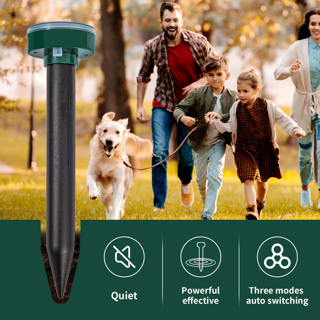 Upgrade 8PK Mole Repellent for lawns Gopher Repellent Ultrasonic Solar Powered Snake Repellent Deterrent Mole Repeller Vole Repellent Outdoor Lawns Garden Yard All Pests Sonic Spikes Stakes Chaser