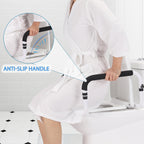 Toilet Safety Rail, Toilet Grab Bars for Seniors and Disabled with Adjustable Width, Toilet Safety Frame for Seniors Supports 350lbs (White - Capacity 350 lbs)