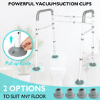Toilet Safety Frame- 300lbs Adjustable Safety Grab Bar, Toilet Frame with Handle and Suction Cups Toilet Safety Guard for Elderly (White Grey)