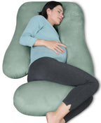 MOON PARK Pregnancy Pillows for Sleeping - U Shaped Full Body Maternity Pillow with Removable Cover - Support for Back, Legs, Belly, Hips - 57 Inch Pregnancy Pillow for Women - Green