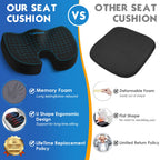 TushGuard Seat Cushion for Office Chair Memory Foam Non-Slip Desk Seat Cushion Back, Coccyx, Sciatica, Tailbone Pain Relief Butt Pillow for Office Chair, Car, Wheelchair, Black