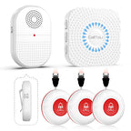 CallToU Wireless Caregiver Pager Call Button for Hard of Hearing Waterproof 500+ FT Nurse Alert System Elderly Monitoring Patient/Seniors 3 Panic Button 1 Plug-in 1 Vibration Receiver