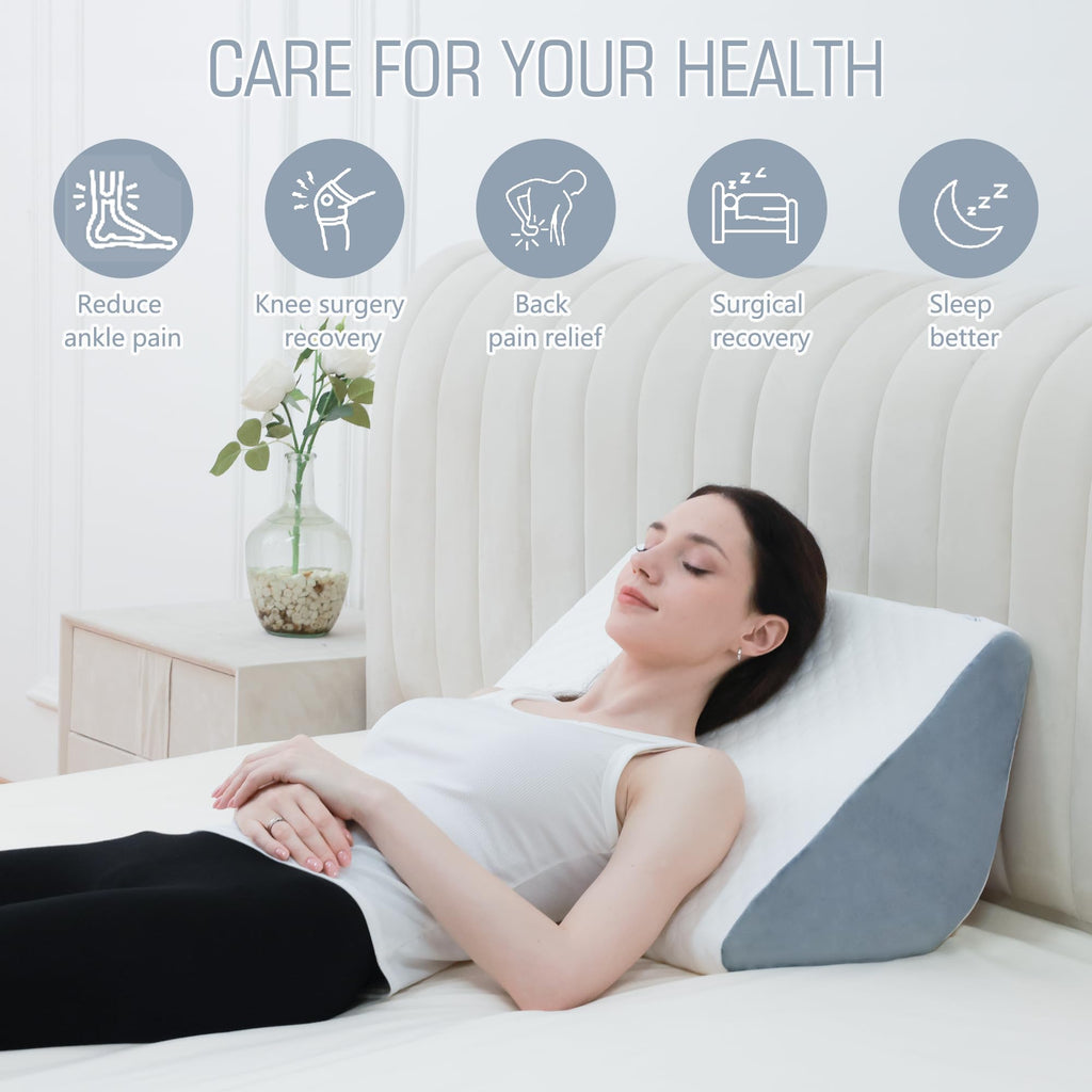 Foamalusion Knee Wedge Pillow Bed Wedge Pillow for Sleeping, Wedge Pillows for After Surgery Leg Pillow for Knee Pain Relief, Back Pain, Sciatica, Hip Support