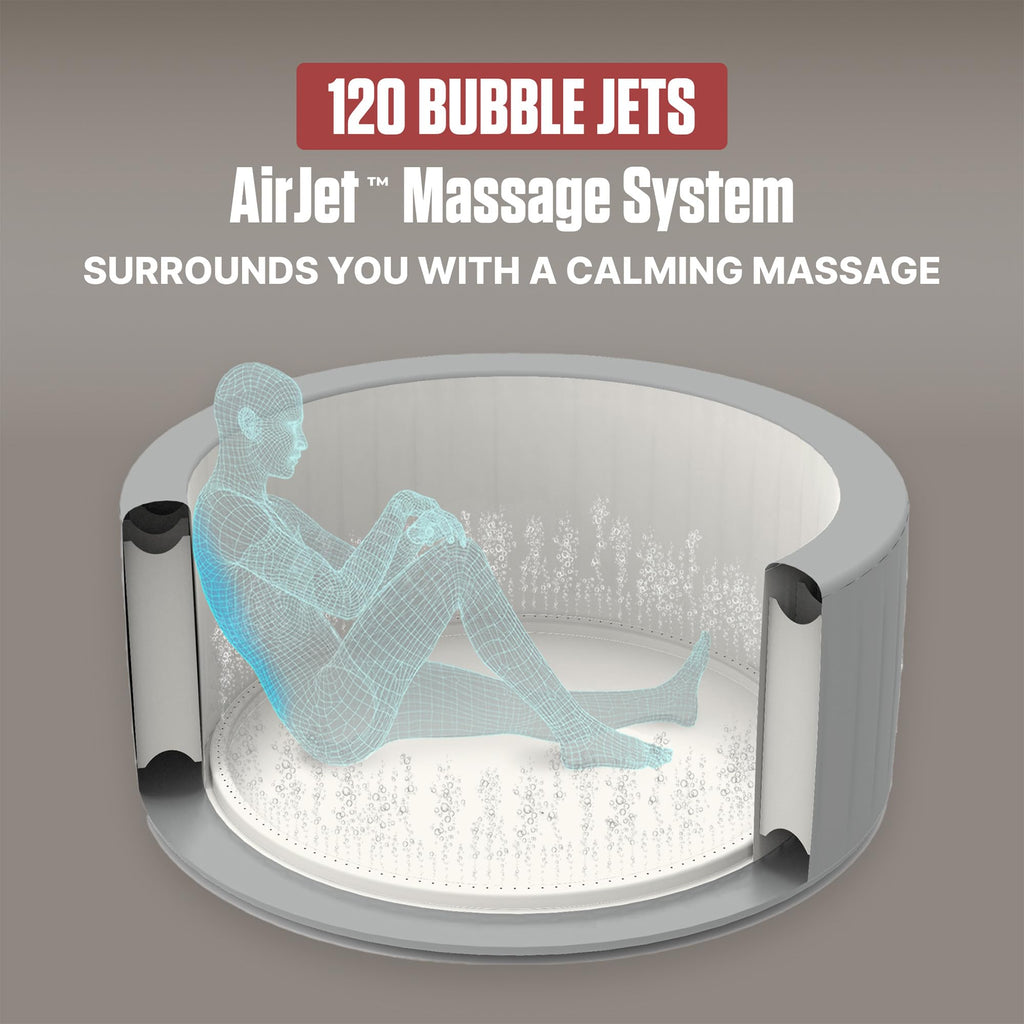 Coleman Miami 2 to 4 Person Inflatable Hot Tub, Round Energy-Efficient Portable Outdoor Spa with 120 AirJets, 71" x 26"
