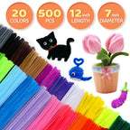 GAGANIU 500pcs Pipe Cleaners, Pipe Cleaners for Crafts, Craft Supplies Multicolor Chenille Stems for Art&Craft Christmas DIY Projects(12inch*6mm,20colors)