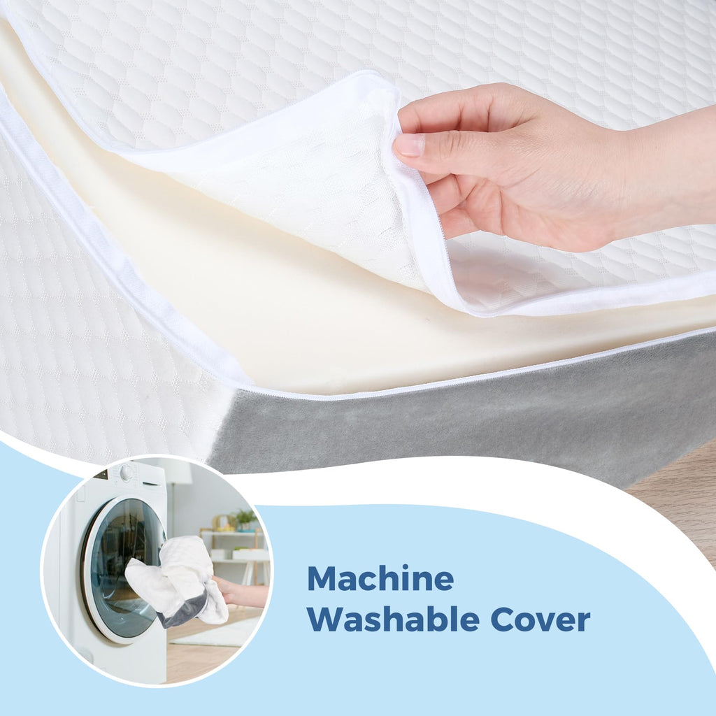COOLBEBE Bed Wedge Pillow for Sleeping,12Inch Elevated Wedge Pillow for Sleep Apnea, 12" Foam Wedge Triangle Pad for Acid Reflux, Gerd and Snoring - Breathable Air Layer Washable Cover