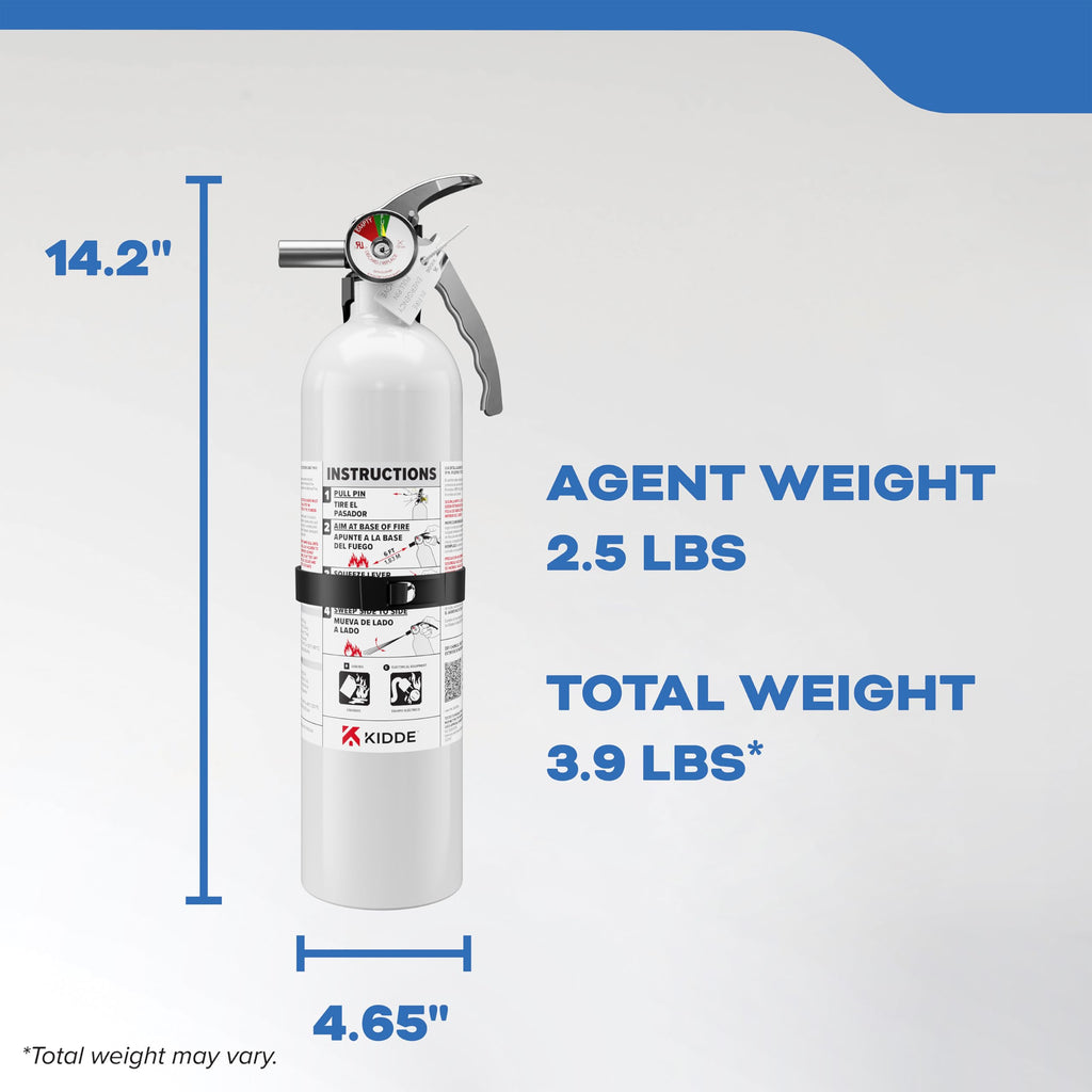 Kidde Mariner 10 Marine Fire Extinguisher for Boats & Watercrafts, 10-B:C, 4 Lbs., Coast Guard Approved, Strap Bracket (Included), White