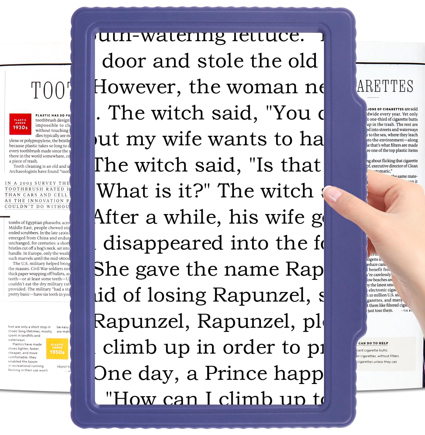 MOLEBE 5x Large Page Magnifying Glass for Reading, Full-Page Viewing Area Magnifier Handheld Lightweight Magnifier for Reading Seniors and Low Vision Person Blue